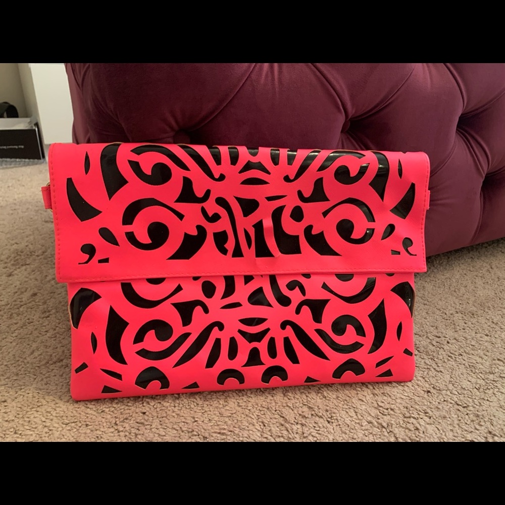 Neon pink handbag